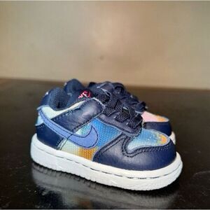 Nike Dunk Low Navy Blue White Graffiti DM1048-400 Td Toddler Baby Boy Size 2C